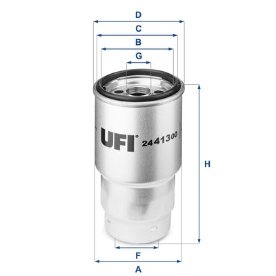 Ufi 24.413.00 Filter Diesel-(Toyota Corolla 04 / 07 1.4 D4d Avensis 03 / 08 2.0 D4d)