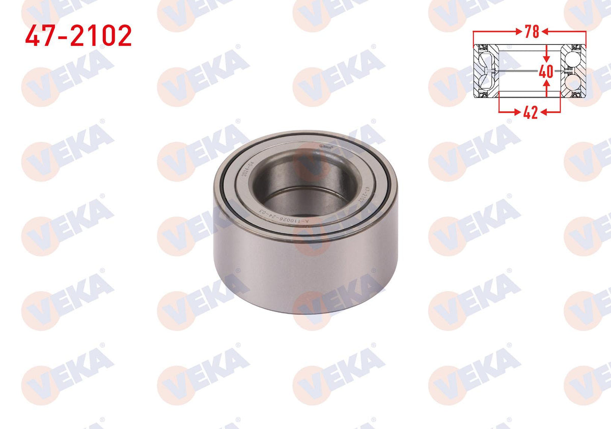 Veka 47-2102 Front Wheel Bearing Left-Right 42X78x40 Hyundai i30 1.4i-1.6i-1.6 CRDi 2007-2011 / Kia Ceed 1.4 — Wheel Bearings