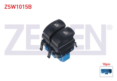 Zegen ZSW1015B Glass Release Switch Twin Blue with Socket Orange Light 10 Pin Renault Clio III 2005-2012 — Switches & Relays