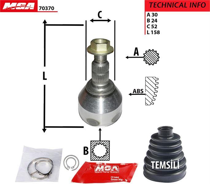 MGA 70370 CV Joint Outer (Opel Insignia 2.0 CDTi 130 Hp 09) — Axles, CV Joints & Boots