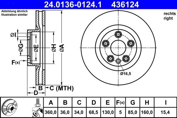ATE 24.0136-0124.1 Brake Disc Right — Brake Rotors & Drums