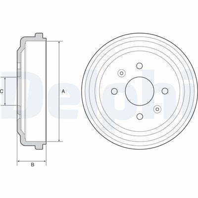 Delphi BF548 Brake Drum Chevrolet Aveo/Kalos/Spark/Daewoo Ka Spark M300 — Brake Rotors & Drums