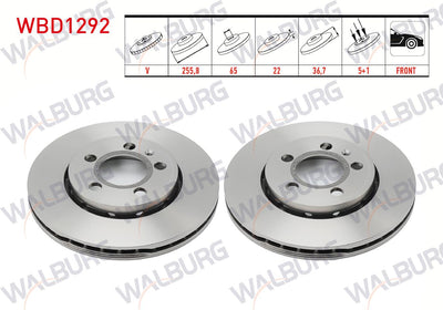 WALBURG WBD1292 Brake Disc Front Air 5 Bjn 255,8X22x65x36 — Brake Rotors & Drums