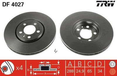 TRW Brake Disc for VW Golf IV, Bora, Polo — Brake Rotors & Drums