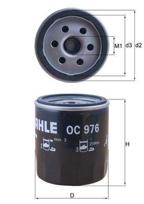 Mahle OC976 Oil Filter Partner-Brl-106-206-306 P206 P306 P307 P407 1.9D-2.0Hdi — Oil Filters