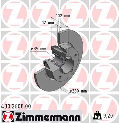 Zimmermann 430.2608.00 Brake Disc — Brake Rotors & Drums