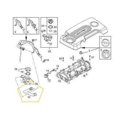 PSA 55213014 Hose Motor Ventilation Corsa D Astra J 1.3 CDTi — Crankcase & Ventilation