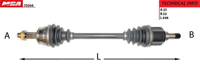 MGA 70304 Axle Left (Peugeot: Bipper Citroen: Nemo 1.4Hdi 07-) — Axles, CV Joints & Boots