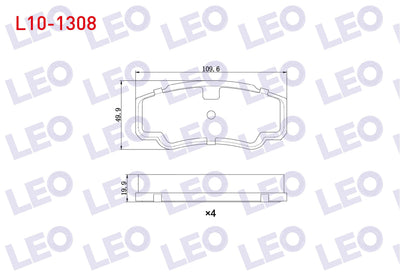 LEO L10-1308 Brake Pad Rear Fiat Ducato (244) 2.8 TDI 2002-2006 / Ducato 2.3 JTD 2002-2006 / Ducato 2.8 D 2002-2 — Brake Pads