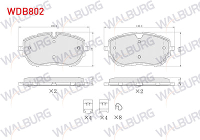 WALBURG WDB802 Brake Pad Front with Wear Indicator Peugeot 308 II 1.6 HDi 2014-/ Ds 4 II 1.6 2021-/ Opel Astra L — Brake Pads
