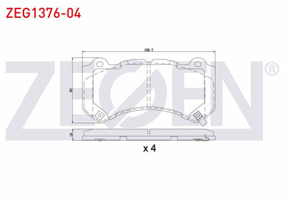 Zegen ZEG1376-04 Brake Pad Front with Wear Indicator Jeep Grand Cherokee IV (Wk,Wk2) 3.0 Crd 2010 — Brake Pads