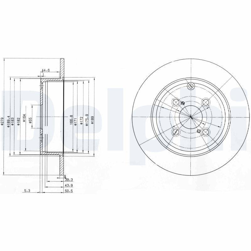 Delphi BG3974 Disc Brake - Toyota Corolla 2.0 D-4D — Brake Rotors & Drums