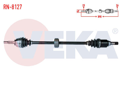 Veka RN-8127 Complete Axle Right Front Dacia Sandero Stepway 1.5 dCi Length 898mm 2012 — Axles, CV Joints & Boots