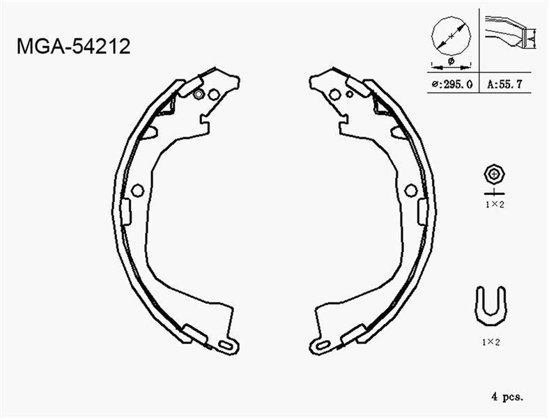 MGA 54212 Brake Pad-Brake Drum-(VW Amarok 10 -)