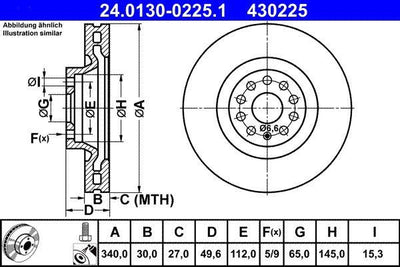 ATE 24.0130-0225.1 Brake Disc — Brake Rotors & Drums