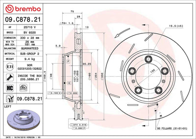 Brembo 09.C878.21 Brake Disc Rear UV Coated Porsche — Brake Rotors & Drums