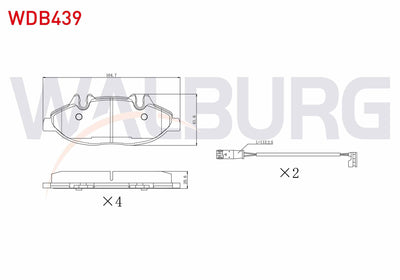 WALBURG WDB439 Brake Pad Front with Connector Mercedes Vito (W639) 115 CDI 2003-2014 / Vito (W639) 110 CDI 2003 — Brake Pads