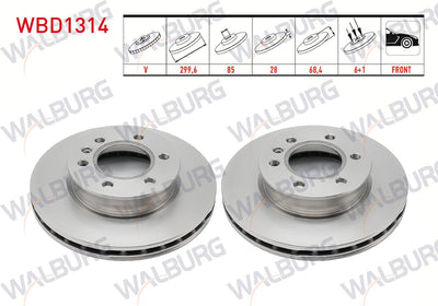 WALBURG WBD1314 Brake Disc Front Air 6 Bjn 300X28x85x68 — Brake Rotors & Drums