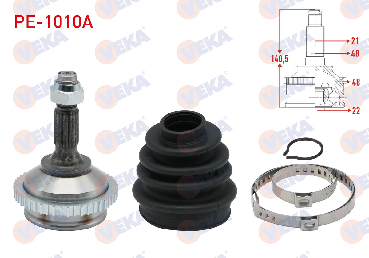 Veka PE-1010A CV Joint Left-Right Front Outer Peugeot 206 (2A / C) 1.6i 16V ABS li 48 Outer Dıstan — Axles, CV Joints & Boots