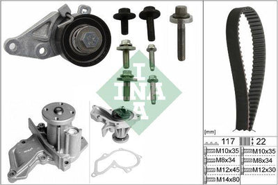 INA 530014030 Timing Belt Kit Water with Pump Fiesta IV 95-02 Fiesta V 03-08 Focus Sedan 99-04 Fusion 02-12 Mazda II — Belts