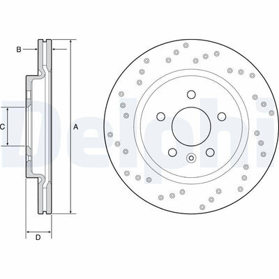Delphi BG4923C Disc Rear Coated Drilled Astra J 12> | 1 Piece