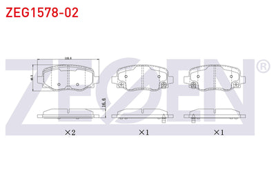 Zegen ZEG1578-02 Brake Pad Rear with Wear Indicator Fiat 500X 2014-/ Jeep Renegade 2014-/ Cherokee (Kl) 2014-/ Alfa Romeo Tonale 2022