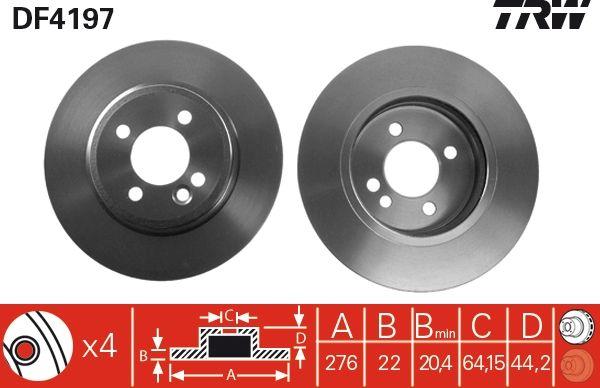 TRW DF4197 Brake Disc Front Air Mini Cooper R50 / 52 / 53 One-Coopers Set — Brake Rotors & Drums
