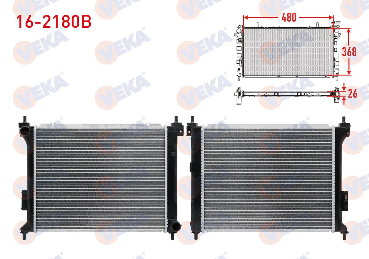 Veka 16-2180B Su Radiator Brazing Hyundai i20 1.4 CRDi 2008-2015 — Radiators & Fans