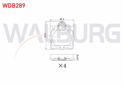 WALBURG WDB289 Brake Pad Rear E Series (W210) E 200 1995-2002 / (W210) E 270 CDI 1995-2002 / (W210) E 280 1995-2 — Brake Pads