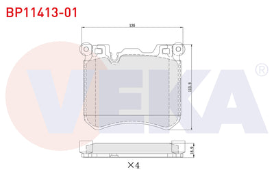 Veka BP11413-01 Brake Pad Front with Wear Indicator BMW X5 (F15,F85) 2.5 D 2014 — Brake Pads