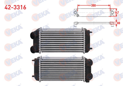Veka 42-3316 Turbo Radiator (Intercooler) Peugeot 206 CC 1.6 HDi 110 109 Hp 2005-2007 — Radiators & Fans