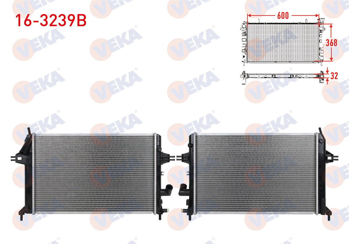 Veka 16-3239B Water Radiator Brazing Opel Astra G (F69) 1.7 TD M-T 1998-2005 — Radiators & Fans