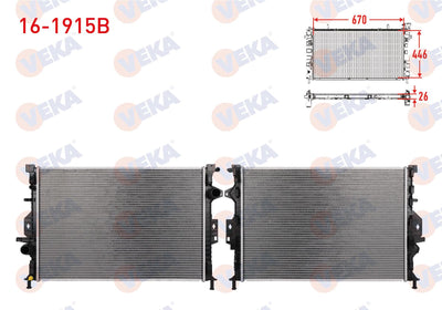 Veka 16-1915B Water Radiator Brazing Ford Mondeo IV 2.0 TDCi M-T 2007 — Radiators & Fans