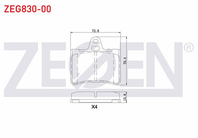 Zegen ZEG830-00 Brake Pad Rear Citroen C5 II 1.6 HDi 2004-2008 / C5 II 2.0 2004-2008 / C5 II 2.0 HDi 2004-2008 / — Brake Pads