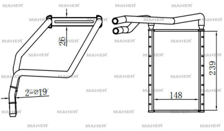 MAHER 19071 Radiator Heater Custom 12= Brazing