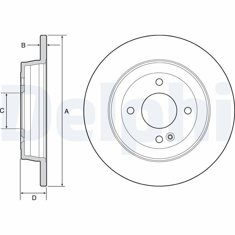 Delphi BG4564 Brake Disc Rear Accent Blue 12- i20 14- i30 12-/ Rio III 11-262mm — Brake Rotors & Drums