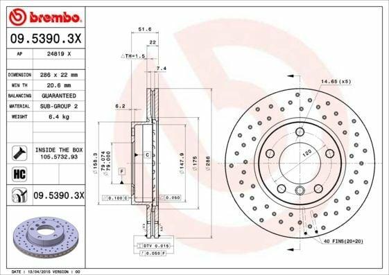 BREMBO Disc Brake Set 09.5390.3X - Drilled and Ventilated for BMW E36-E46 — Brake Rotors & Drums