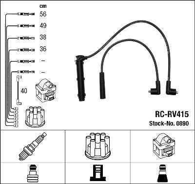 NGK 0890 Spark Plug Wire (Rc Rv415) Rover 200/400 Lotus Elise