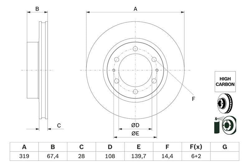 BOSCH Disc Brake 0986479G19 - Performance for Hilux — Brake Rotors & Drums