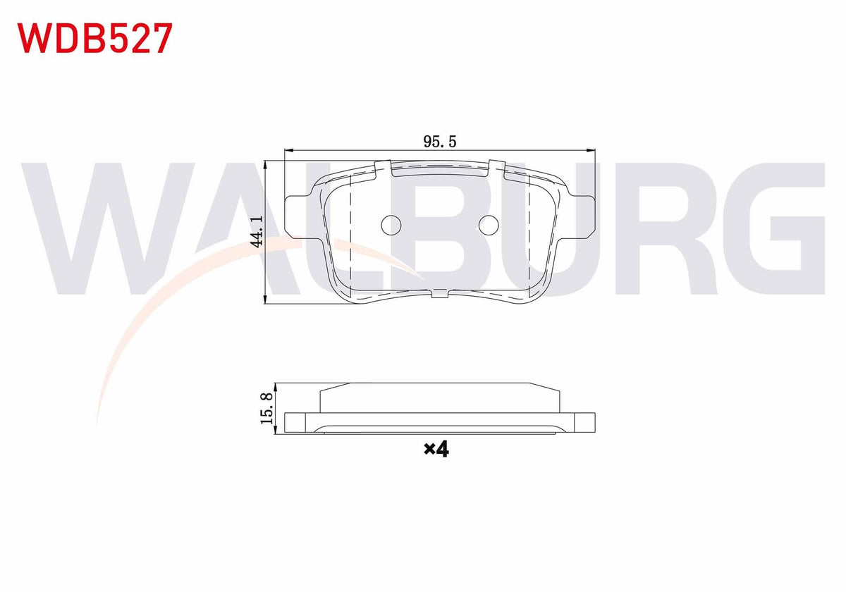 WALBURG WDB527 Brake Pad Rear Renault Kangoo (Kw0 / 1) 1.5 dCi 2008 — Brake Pads