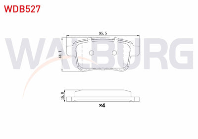 WALBURG WDB527 Brake Pad Rear Renault Kangoo (Kw0 / 1) 1.5 dCi 2008 — Brake Pads