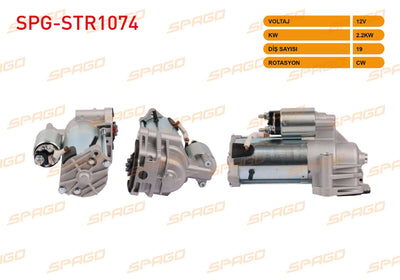 SPAGO SPG-STR1074 Starter Motor 12V 2.2Kw 19 Outer Cw (Str5230) Transit 2.0 2.4 D 00-14-Mondeo III 00-0 — Starting & Charging