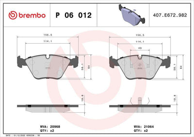 Brembo P06012 Brake Pad Front BMW E32 E34 E36 M3 M5 85-96 — Brake Pads