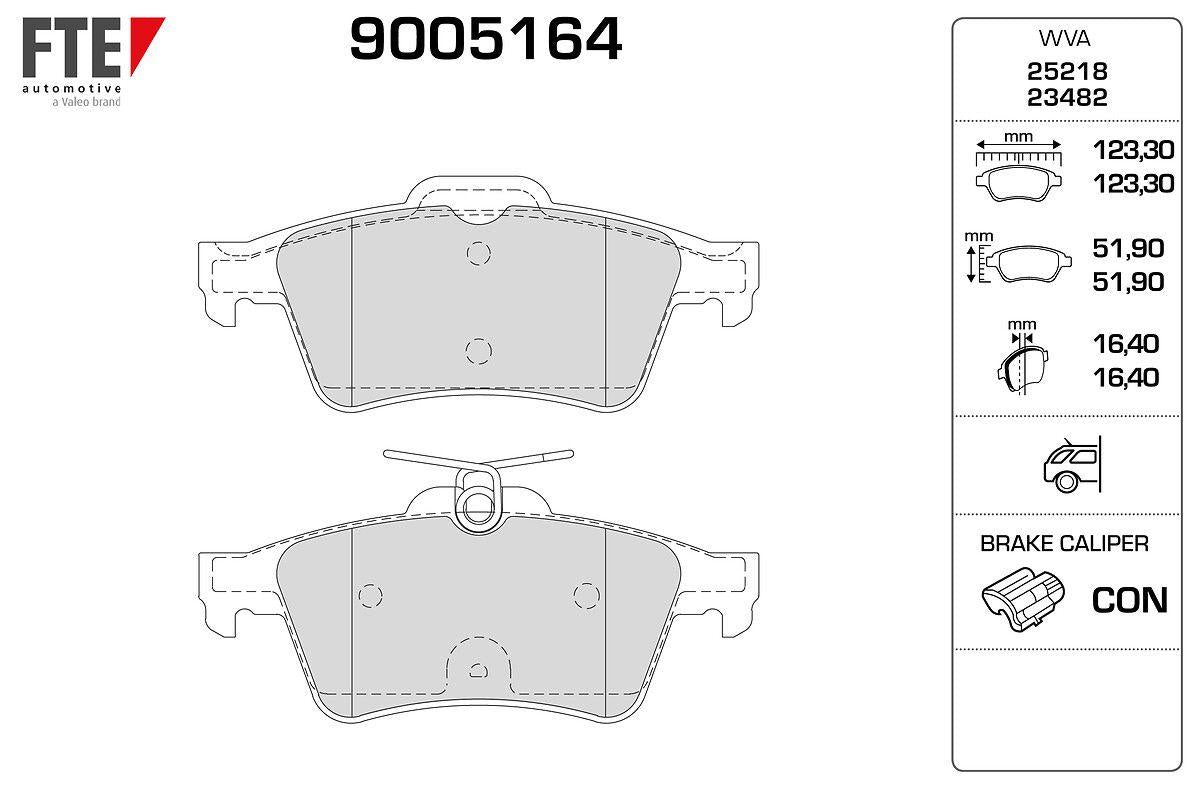 Fte 9005164 Rear Brake Pad P308 Rcz C4 II Ds4 1,6Gti / 1.6 HDi / 2.0 HDi 07 / 10 > — Brake Pads