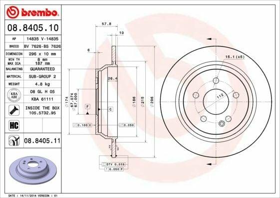 BREMBO Disc Brake 08.8405.11 - Rear Brake Disc Kit for Mercedes Viano W639 — Brake Rotors & Drums