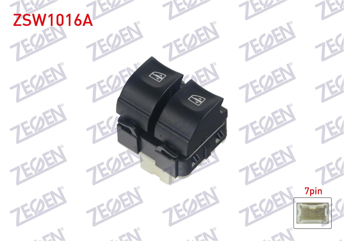 Zegen ZSW1016A Glass Release Switch Twin White with Socket White Light 7 Pin Renault Captur-Clio IV 2013 — Switches & Relays