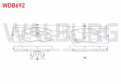 WALBURG WDB692 Brake Pad Front with Wear Indicator Opel Corsa E 1.4 14 Rim 2014-/ Corsa E 1.2 14 Rim 2014