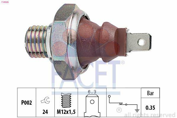 FACET 7.0026 Oil Pressure Switch - Compatible with BMW M20, M30 E30, and Mercedes Vito/Sprinter — Switches & Relays