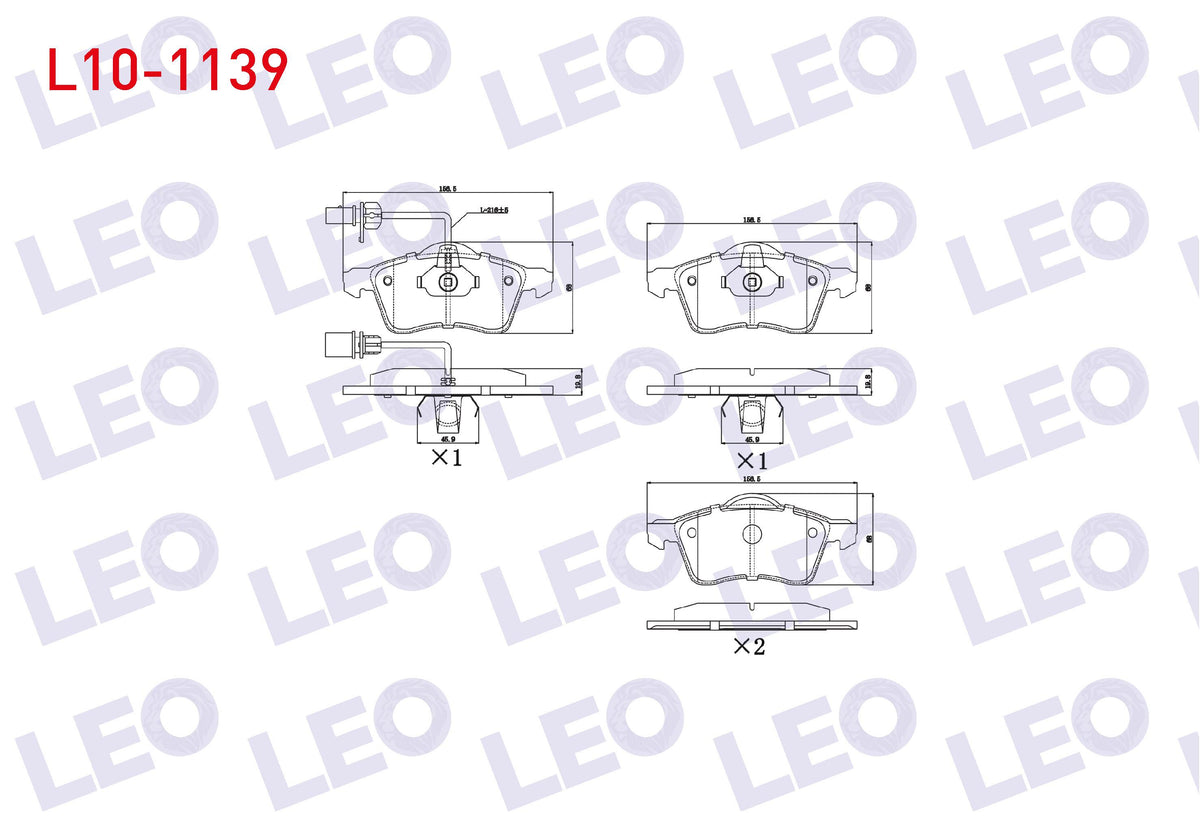 LEO L10-1139 Brake Pad with Connector Front Volkswagen Transporter IV (70Xb, 70Xc and 2 more models — Brake Pads