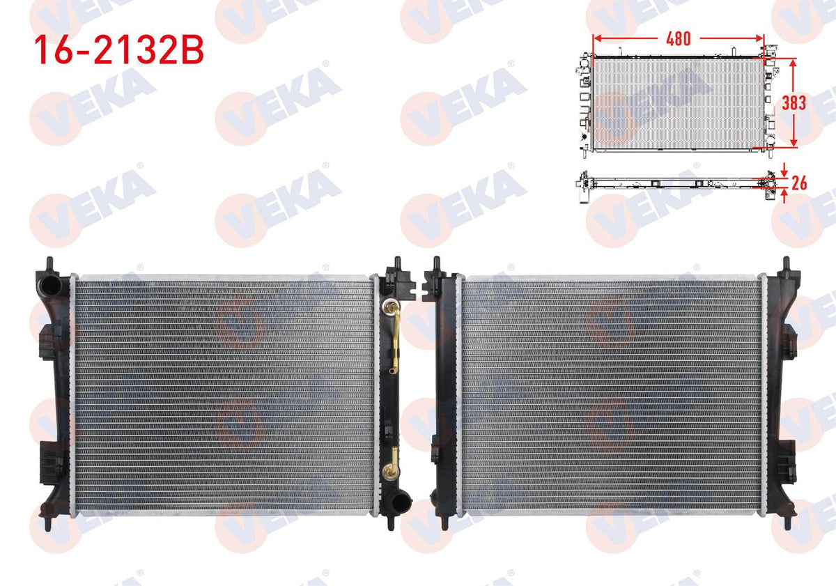 Veka 16-2132B Su Radiator Brazing Hyundai Accent Blue 1.6 CRDi A-T 2012 — Radiators & Fans